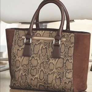 Brown faux snake skin bag